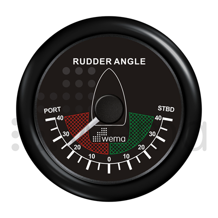 Rudder indicator gauge 0-190 ohm black