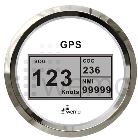 GPS-logg digital, Silverline 85mm, kompl. m antenn, vit