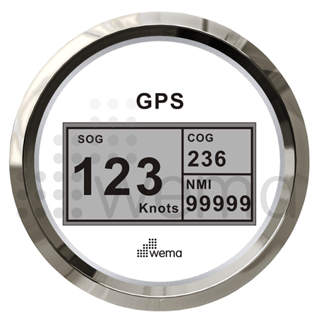 GPS Speedo digital white Silverline