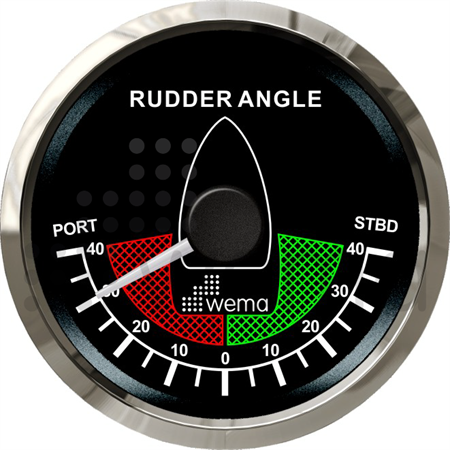 Rudder indicator gauge 0-190 ohm black Silverline