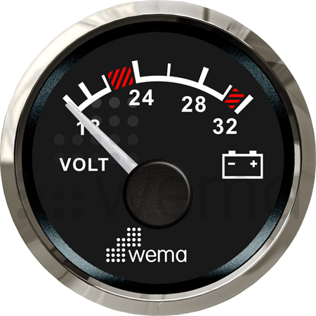 Volt meter 24V black Silverline