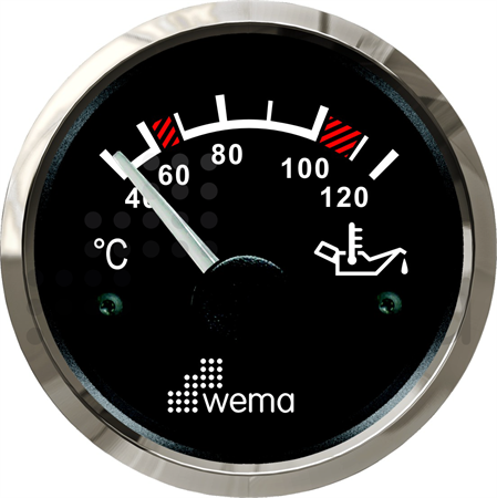 Oil temp gauge black Silverline