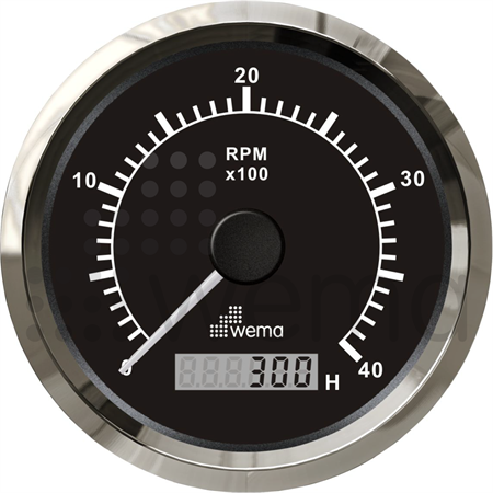 Varvräknare Silverline 4000 varv (diesel) 85 mm, med timräknare, svart