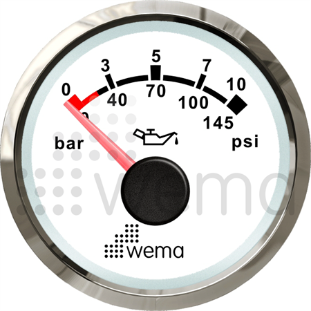 Oljetrycksinstrument 10 bar NMEA2000 Silverline vit