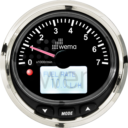 Tachometer 7000 rpm NMEA2000 Silverline black